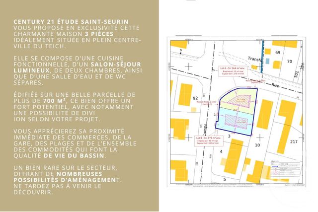 maison à vendre - 3 pièces - 73.95 m2 - LE TEICH - 33 - AQUITAINE - Century 21 Etude Saint-Seurin