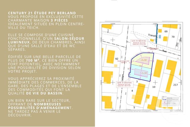 maison à vendre - 3 pièces - 73.95 m2 - LE TEICH - 33 - AQUITAINE - Century 21 Etude Saint-Seurin