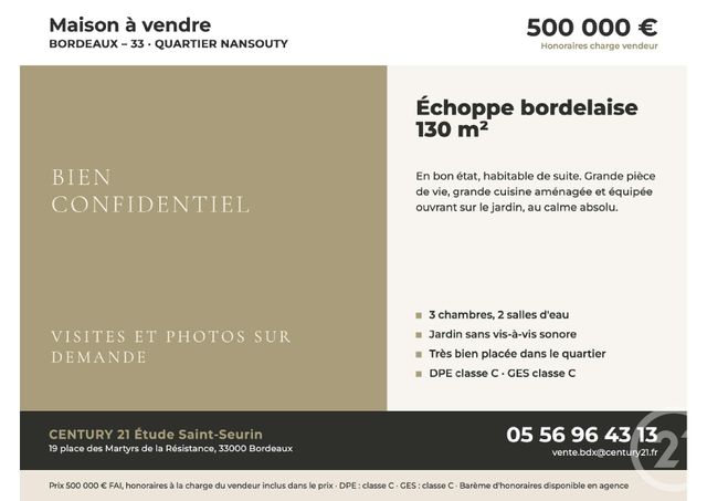 Maison à vendre BORDEAUX